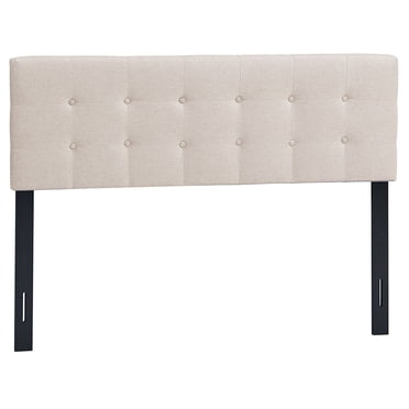 Gymax Full/Queen Size Headboard Linen Fabric Upholstered Button Tufted Solid Wood Leg