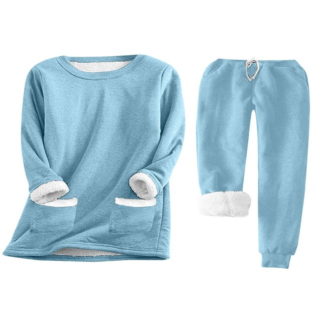 Ladies‘ Cozy Tracksuit Set with Fleece Lined Sweatshirt and Stretchy Sweatpants