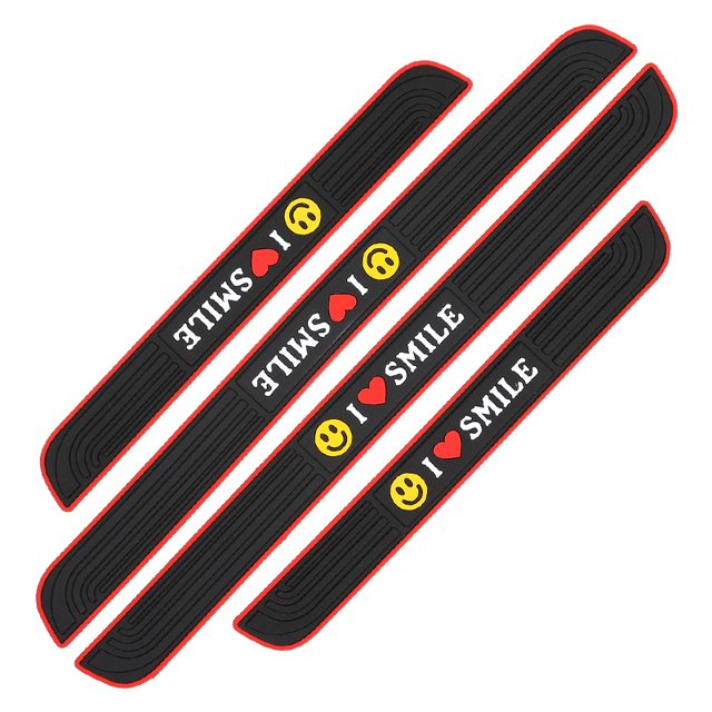 Door Sill Plate Protectors for Car Universal Door Entry Guards Sill Scuff Cover Panel Step Protector,Door Sill Plate Protectors for Car , Welcome Pedal Protector Cover, Black 4pcs/Set,Smile