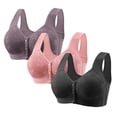 thumbnail image 1 of Yanlir 3PCS Everyday Bra for Women's Fashion Button No Underwire Front Closure Comfort Bras Full-Coverage Senior Wireless Snap Closing Bra(Multicolor#7,2XL), 1 of 8
