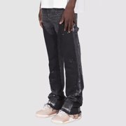 FcBaudy Full Length Pants Jeans Men's Casual Workwear Jeans Spliced Denim Layered Denim Pants Mens jeans