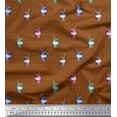 thumbnail image 1 of Soimoi Brown Cotton Voile Fabric Coffee Glass & Dots Printed Craft Fabric by the Yard 56 Inch Wide, 1 of 3