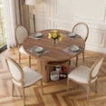 thumbnail image 2 of Hawsaiy 47" Round Dining Table for 4 with Sliding Door Storage Base, Waterproof Scratch-Resistant Wood Top, Modern Farmhouse Kitchen Dining Table, Walnut, 2 of 8