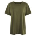 thumbnail image 4 of B91xZ Womens Trendy Tops Loose Fit V Neck Cotton Basic Solid Color Tees Tops,AG S, 4 of 4