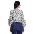 thumbnail image 2 of Moomaya Printed Womens Crop Top Wrap Style Top Wear Ruffle Long Sleeve Casual Summer Blouse, 2 of 5