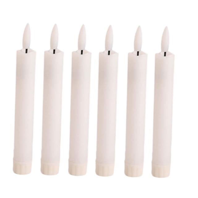 6x LED Pillar Candles Tabletop Decoration Decorative Candles for Holiday Wedding White