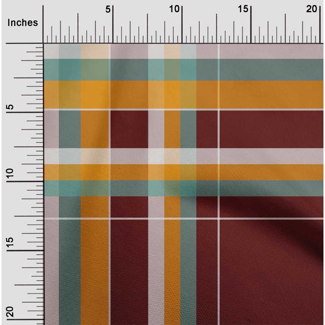oneOone Polyester Lycra Fabric Madras Check Printed Fabric 1 Yard 56 Inch Wide