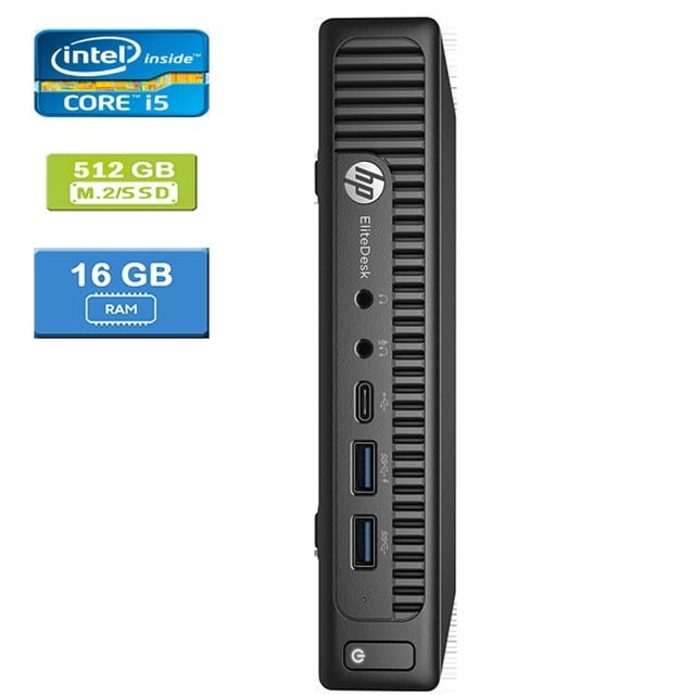 Remis à Neuf : HP 800 G2 MINI Intel Core i5-6500T 2,50 GHz, 16 Go, M.2/512 Go SSD, Win 10 Pro