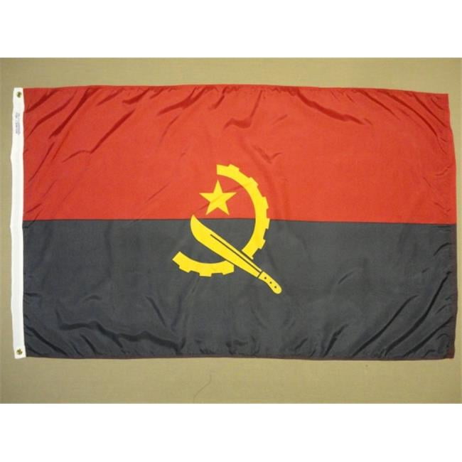 Annin Flagmakers 190274 Drapeau d'Angola Nyl-Glo 2 Pi X 3 Pi
