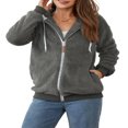 thumbnail image 1 of Womens Full Zip Up Sherpa Hoodie Fuzzy Fleece Jacket Oversized Fluffy Coat with Pockets, 1 of 9