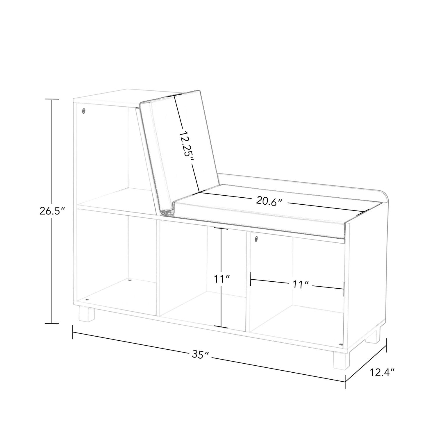 Collection Book Nook Maison RiverRidge® Banc de rangement blanc avec casiers pour enfant