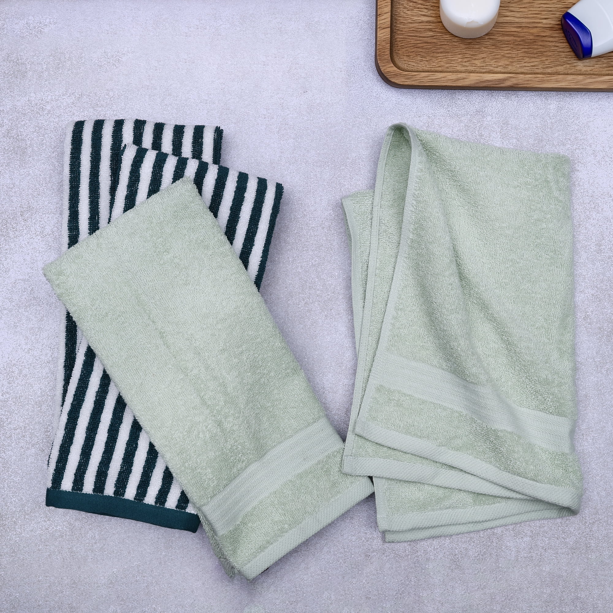 Mainstays – Ensemble de 4 serviettes à mains à rayures sarcelle