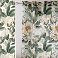 thumbnail image 2 of Vargottam Peony Botanical Print Sheer Georgette Curtains for Windows & Small Doors - Set of 2 Panels, 72" Long, Grommet Top, Printed Light Filtering Drapes for Living Room or Study, 2 of 9