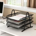 thumbnail image 5 of Desk File Tray Mesh Desk File Organizer Mesh Letter Tray Mesh Desk Paper Holder Office Desk Document Tray Mesh Bracket Paper Letter Shelf Holder Black Metal For Home Study School, 5 of 5