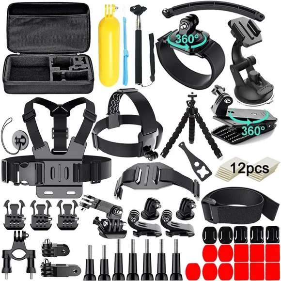 Ensemble d'Accessoires de Caméra d'Action 61 en 1 pour GoPro Hero 13 12 11 10 9 8 7 6, GoPro Max, GoPro Fusion, Xiaomi, Insta360, DJI Osmo Action, AKASO APEMAN, Campark, SJCAM