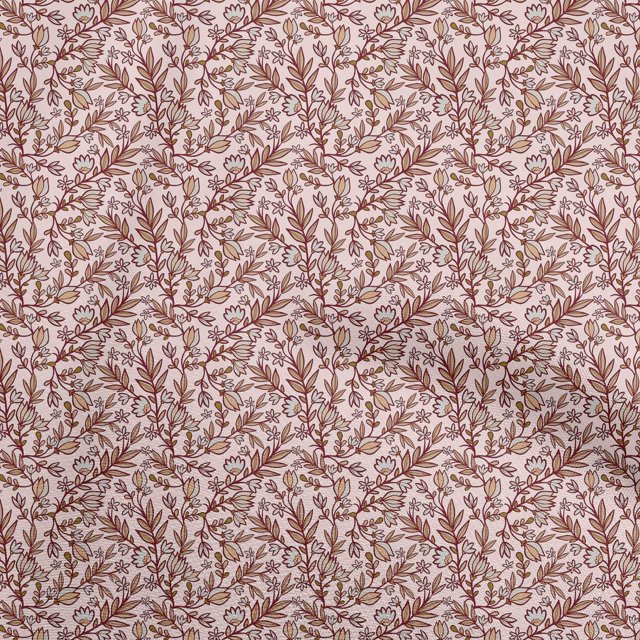 oneOone Cotton Poplin Light Pink Fabric Floral Retro Craft Projects Decor Fabric Printed By The Yard 42 Inch Wide