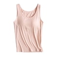 thumbnail image 3 of Summer Savings Clearance!yoeyez Spring Tops for Women 2025,Tank Tops with Built In Bras Ladies Plus Size Basic Stretchy Padded Camisole Casual Layering Tanks Undershirt Beige,XXXL, 3 of 5