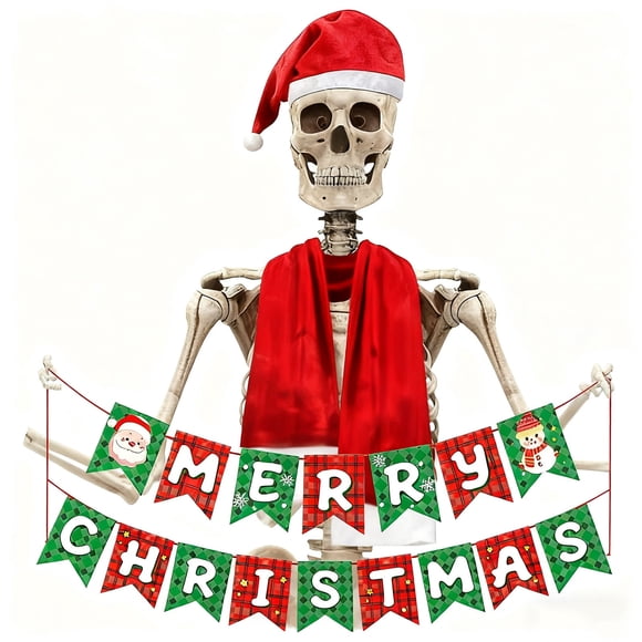 Amzcrzy Necker Chief Christmas Decorations 12 Foot Skeleton Christmas Outfits Scarf and Santa Hat with Drawstringadhesive for Heavy Secure 12 Ft Skeleton Accessories for Christmas Decorations 3Pcs