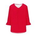 thumbnail image 5 of Timegard Plus Size Tops for Women V-Neck Ruched Ruffle 3/4 Sleeve Comfy Tee Shirts Casual Loose Tops, 5 of 5