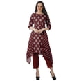 thumbnail image 2 of Moomaya Printed Traditional Clothing Womens Asymmetric Kurti Kurta With Pant Set, 2 of 6