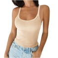 thumbnail image 2 of BLCHUNen Camisoles pour Femmes Tendance Sans Manches Col Ras du Cou Ajustées Extensibles Extérieur Décontracté Relax Aguichant Mode Hauts à Col Licou, 2 of 6