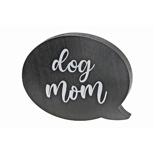 Panneau Message à Bulles Vocales en Bois Maman de Chien en Noir avec Texte cursive Blanc, Fabriqué en Bois avec une Finition Mate Lisse, Mesurant 7,87 par 6,3 Pouces, Conçu pour l'Affichage sur Table Ou Étagère comme Charmant décor de Maison, Convient Aussi pour Ajouter de la Personnalité aux Espaces pour Amoureux des Animaux.