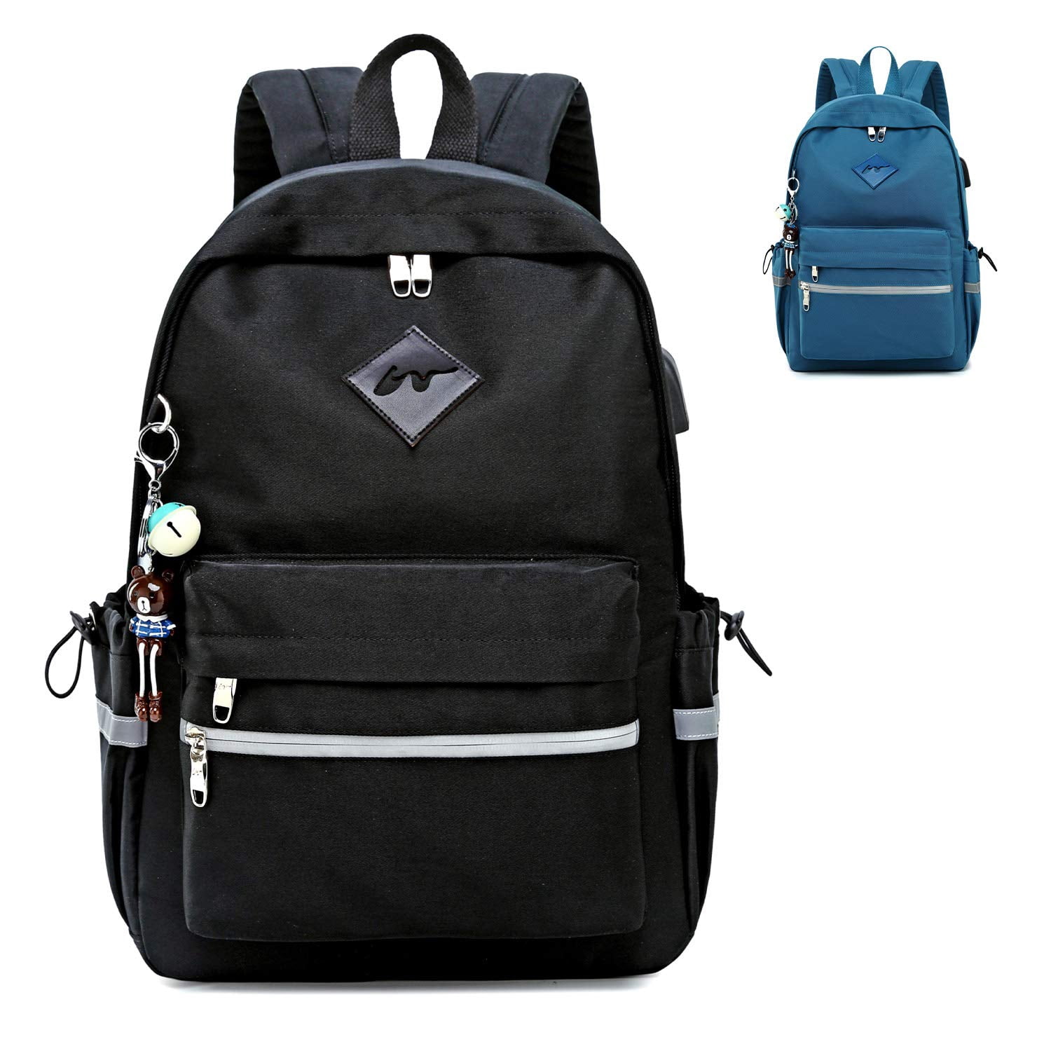 Campus Backpack Daypack School Bag School Rucksack Student Bag Laptop Backpacks With Usb / Headphone Connection Day Pack Fashionable Travel Backpack Girls Boys Teenagers Large 18l (M5 Black)
