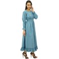 thumbnail image 4 of Bimba Robe Maxi Longue Décontractée en Coton pour Femme à Taille Smockée, 4 of 8