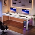 thumbnail image 1 of Fnova 78.7" Modern Computer Desk with Wood Desktop, Metal Frame Office Desk, White, 1 of 14