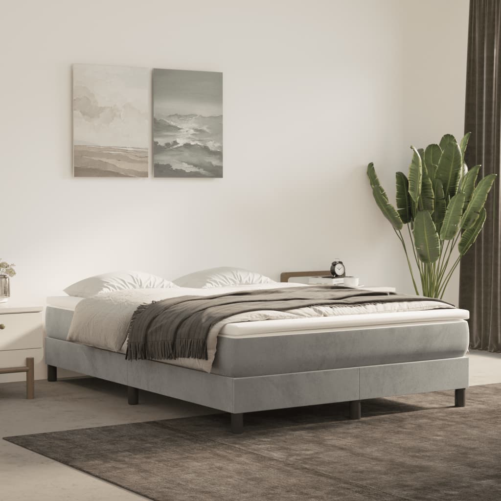vidaXL Bed Frame Light Grey 137x190 cm Full Velvet