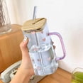 thumbnail image 4 of Heat Glass Drinking Cup with Lid and Straw 400ML Capacity Ideal for Iced Coffee Juice Milk and Various Cold Beverages Modern Handle Design for Home Bar Travel or Camping Use, 4 of 5