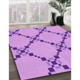 thumbnail image 3 of Ahgly Tapis Rond Lavable en Machine Intérieur Transitionnel Violet Violet, 6 Pieds Rond, 3 of 7
