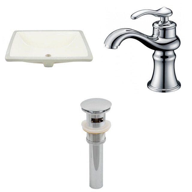 American Imaginations 20.75-in. W Rectangle Bathroom Undermount Sink Set In Biscuit - Chrome Hardware - Overflow Drain Incl. AI-27015
