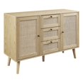 thumbnail image 1 of Buffet 3 Tiroirs en Bois Massif et Rotin 47 Pouces - Naturel, 1 of 5