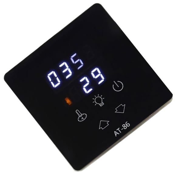 LEFU Touch Screen Sauna Temperature Controller AT-86 for Steam Bath Generator, Sauna Heater Control Panel with Adjustable Time & Temperature Settings, Black Plastic 8x8cm