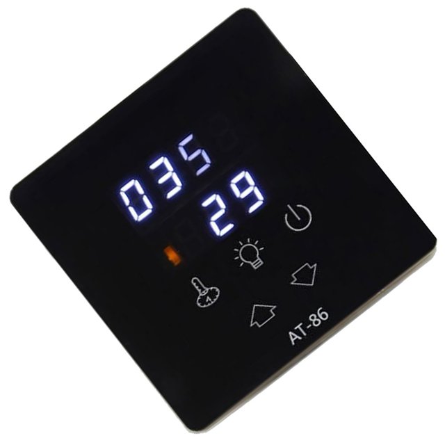 LEFU Touch Screen Sauna Temperature Controller AT-86 for Steam Bath Generator, Sauna Heater Control Panel with Adjustable Time & Temperature Settings, Black Plastic 8x8cm