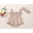 thumbnail image 2 of Baby Girls 2Pcs Summer Outfits  Sleeveless Frill Smocked Strap Romper with Headband Set, 2 of 7