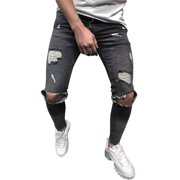 Ketyyh-chn99 Hommes Regular Fit Comfort Flex Waist Jeans Hommes Skinny Stretch Denim Pantalons Détresse Ripped Freyed Slim Fit Jeans Pantalon Taille pour S,Grey