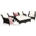 thumbnail image 2 of Costway 5PCS Patio Rattan Furniture Set Loveseat Sofa Ottoman Off White Cushion, 2 of 10