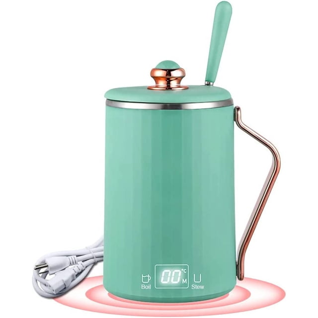 110V Electric Kettle Stew Cup with Digital Screen, 450ML Small Slow Cooker Personal Health Cup - 7Mins Fast Boiling with Temperature Control, Timer for Home/ Office/ Travel