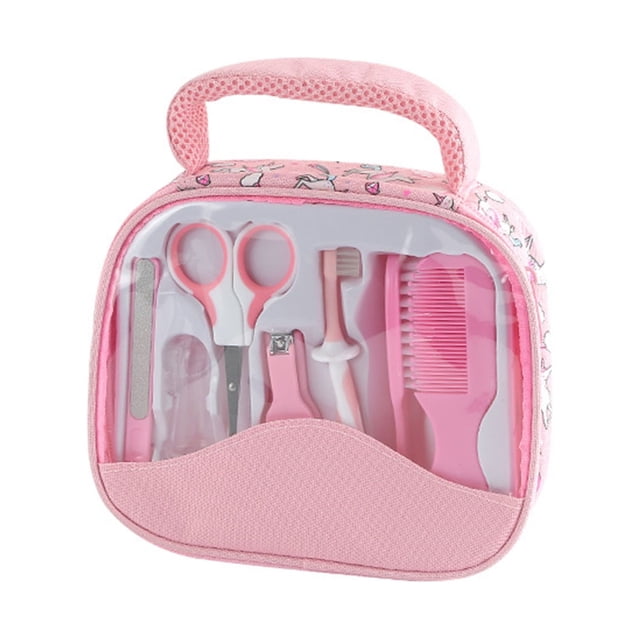 Labymos Portable Baby Grooming Kit Baby Safety Care Set with Comb Brush Nail Scissors Nail File Finger Storage Bag