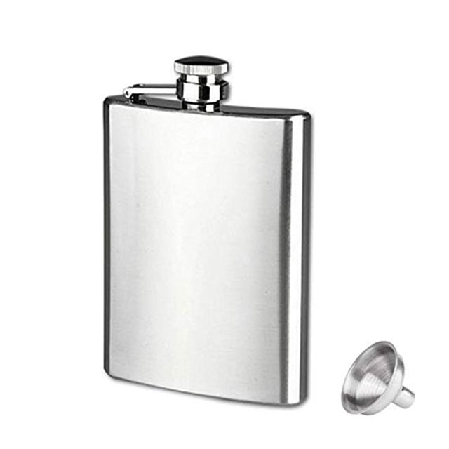 QualitChoice 4 5 6 7 8 10 18oz Stainless Steel Hip Alcohol Flask Cap + Funnel 9 oz 1Set
