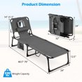thumbnail image 3 of Gymax Portable Beach Chaise Lounge Chair with Detachable Pillow - Set of 1, Grey, 3 of 10