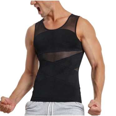 Besolor Chandails de Compression pour Hommes Gilet Gainant Minceur Sans Manches Camisole Débardeur Shapewear