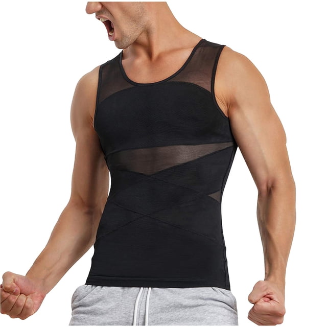 Besolor Men's Compression Shirts Slimming Body Shaper Vest Sleeveless Undershirt Tank Tops Shapewear