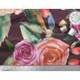 thumbnail image 2 of Soimoi Tissu en Coton Cambric Imprimé Feuilles & Roses par Yard 42 Pouces de Large, 2 of 3
