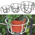 thumbnail image 1 of Neinkie Hanging Railing Planters Flower Pot Holders Plant Iron Racks Fence Metal Potted Stand Mounted Balcony Round Plant Baskets Shelf Container, 1 of 7