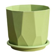Birdeem Geometric Planter with Tray, Small Plant Pot for Indoor Plants, Minimalist Flower Pot with Irregular Shape, Decorative Plastic Planter for Desk Shelf Tabletop Home Office Decor