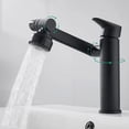 thumbnail image 4 of Robinet de Salle de Bain à une Poignée, Mitigeur de Lavabo à un Seul Trou, Robinet en Laiton, Eau Chaude et Froide avec Robinet Rotatif, Robinet de Salle de Bain Court, Robuste, 4 of 8