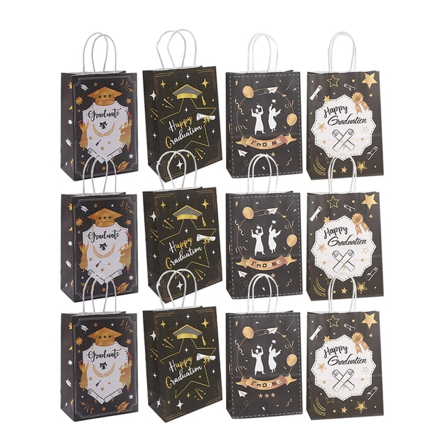SHISUYAN 12Pcs Handheld Gift Tote Bags Graduation Gift Wrapping Bags Reusable Gift Bags Paper Packing Gift Bags